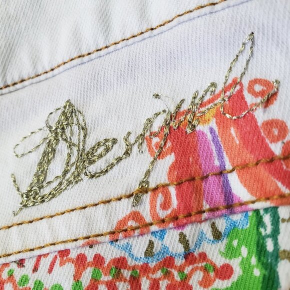 Bright + Lovely Desigual Spain Psychadelic Floral Pants Trousers Jeans! - Picture 9 of 16